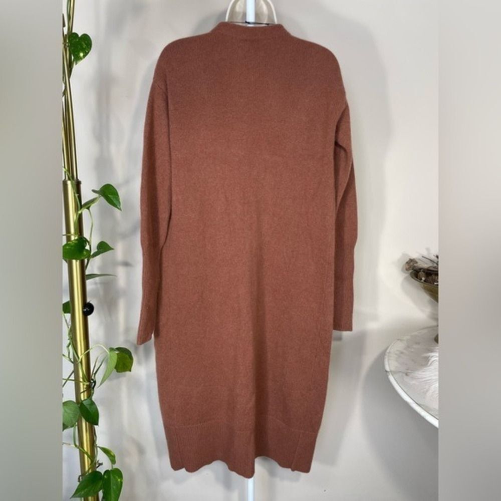 Halogen Wool Cashmere Long Duster Cardigan W/S Rust brown Pocket LN - Picture 3 of 16